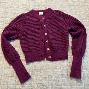 Aritzia Wilfred Magenta XS Cropped Cardigan